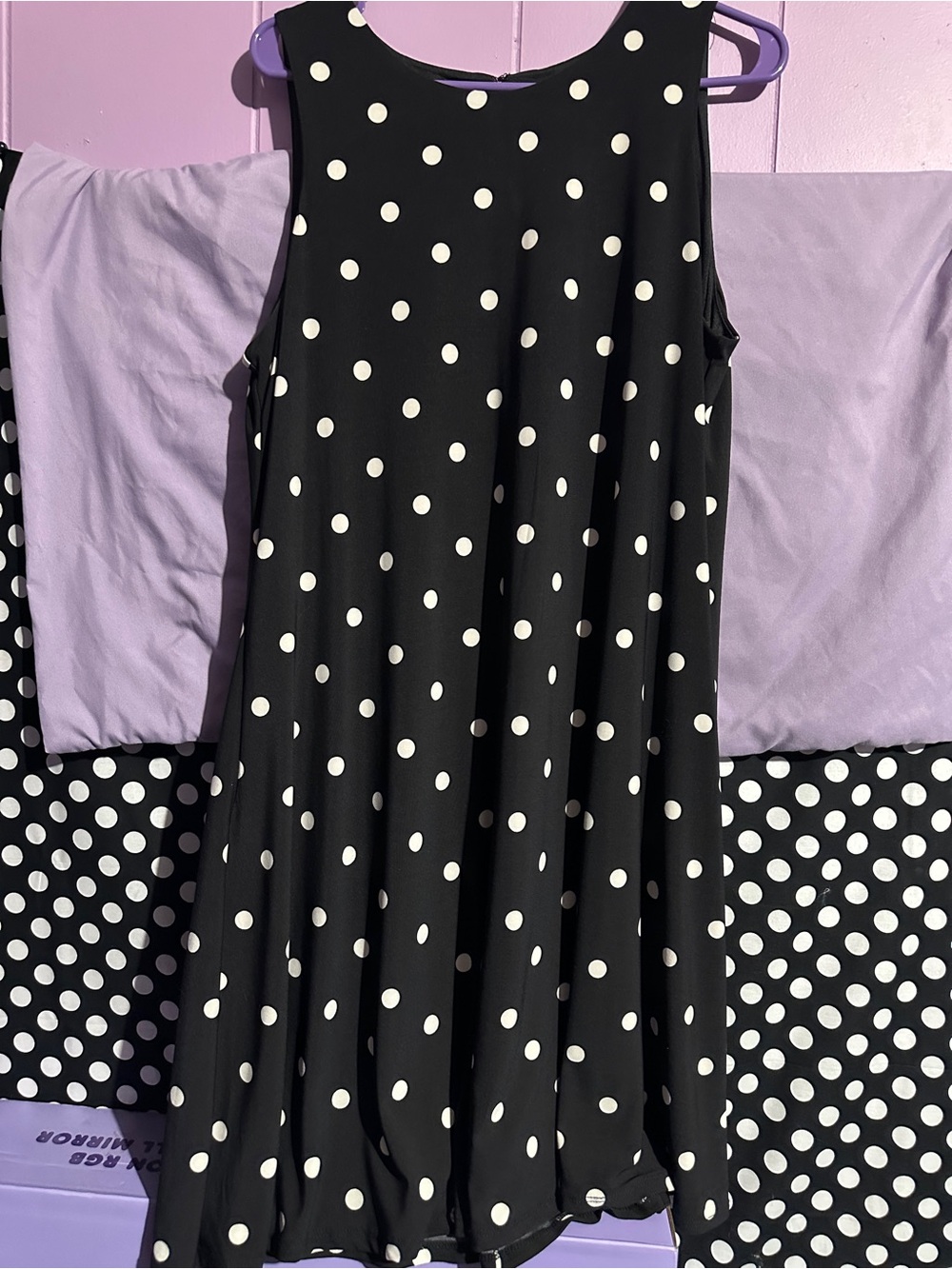 Anne Klein Black Dress with White Polka Dots
